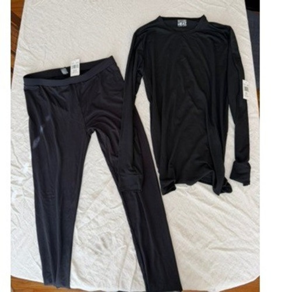 32 Degrees Heat Thermal Set Mens Small Top Womens Medium Leggings Black NWT